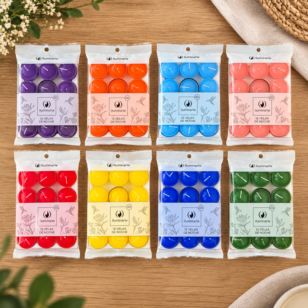 VELAS DE NOCHE X12 COLOR